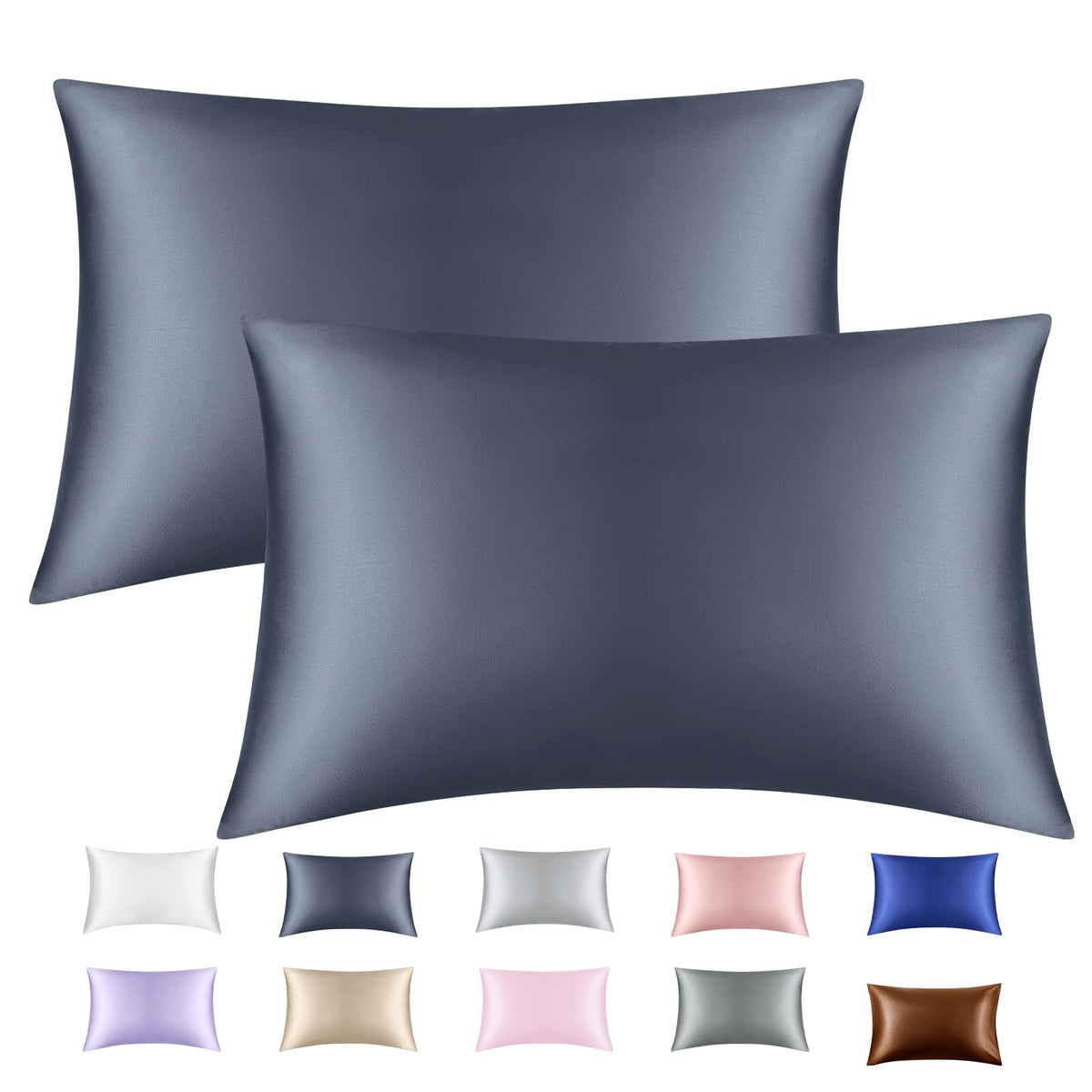 Lavender Purple Silk Satin Pillowcase Set of 2, Soft Satin Pillowcases for Women's Hair, Envelope Closure (20x26 Inches)
