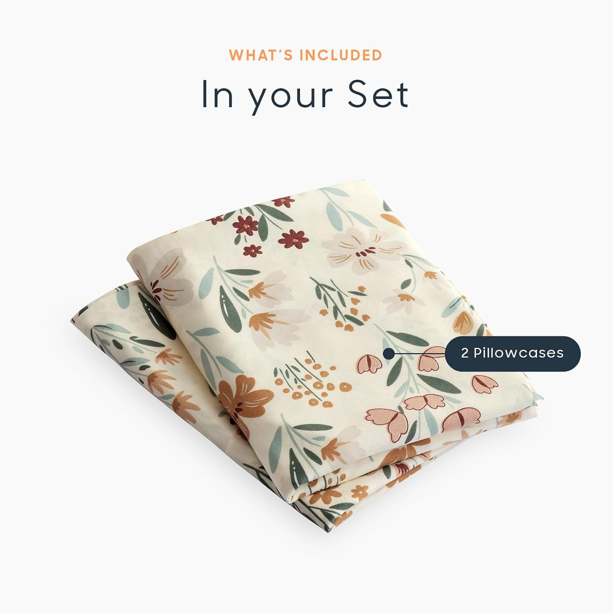 Wake In Cloud - Floral Pillow Cases, Botanical Flower Coquette Cottagecore Shabby Chic Aesthetic, Set of 2 Soft Pillowcases Pillow Shams Covers, Orange Cream, King Size 20x36 Inches