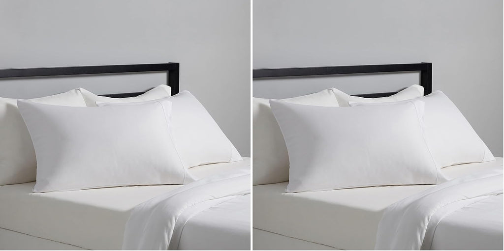 Amazon Basics Lightweight Super Soft Easy Care Microfiber Pillowcases, Standard size, 30" L x 20" W, Set of 2, Bright White, Pillows Not Included