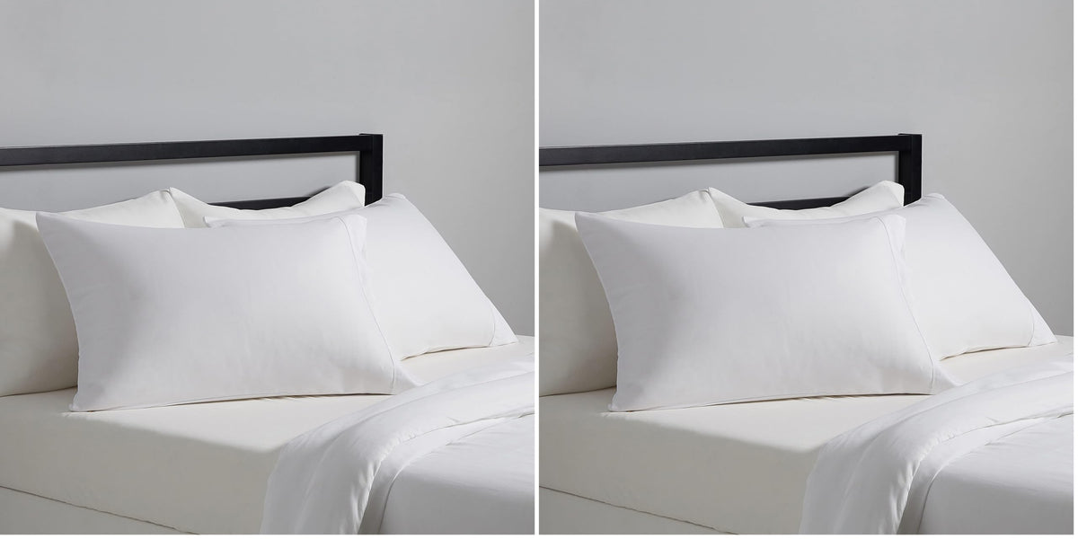 Amazon Basics Lightweight Super Soft Easy Care Microfiber Pillowcases, Standard size, 30" L x 20" W, Set of 2, Bright White, Pillows Not Included