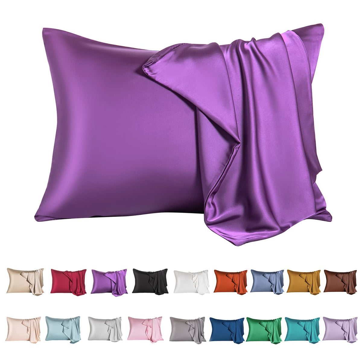 Mulberry Silk Pillowcase for Hair and Skin,Cooling Silk Pillow Case with Hidden Zipper,Allergen Proof Dual Sides Soft Breathable Smooth Silk Pillow Cover for Women (Violet, Toddler)