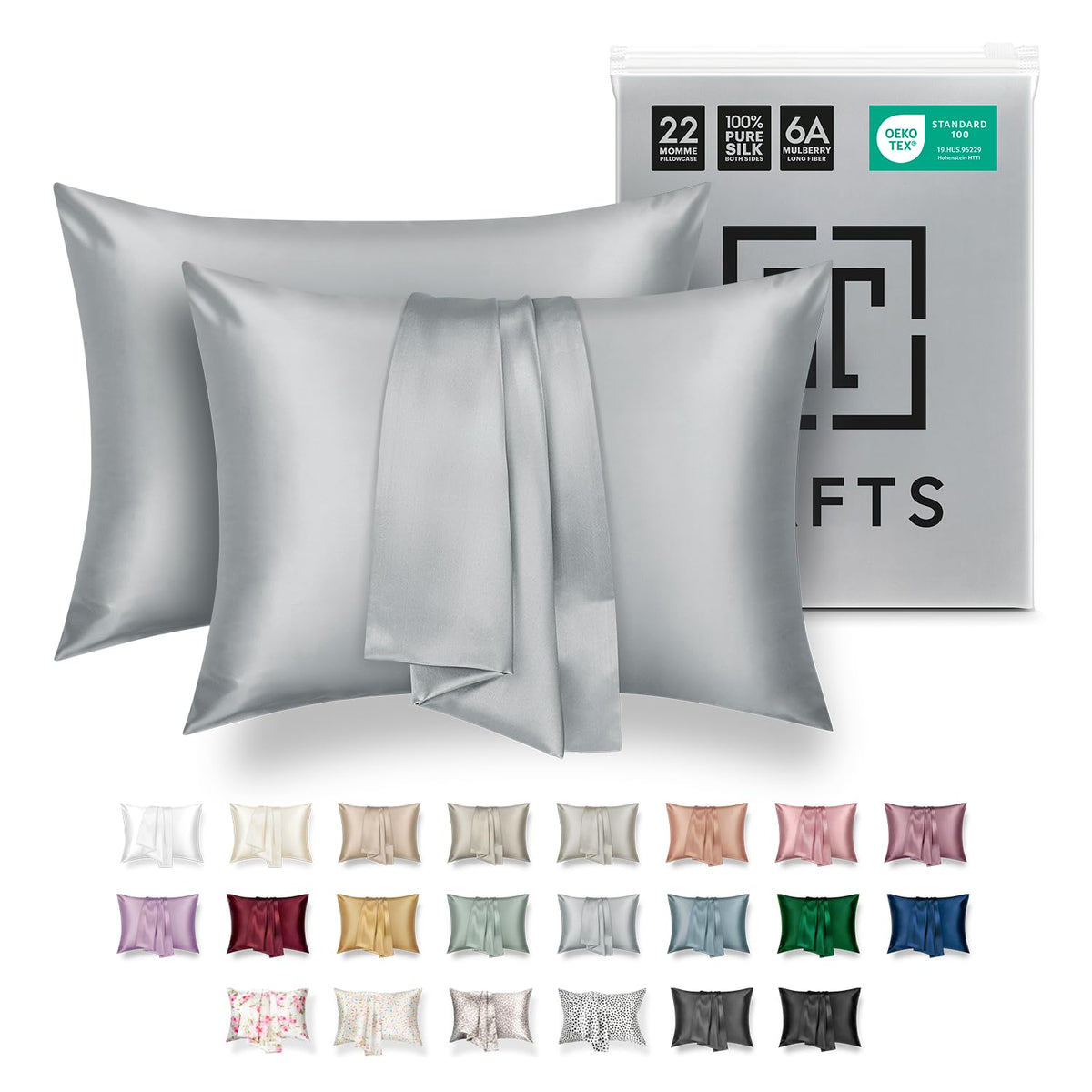 Tafts Pillow Cases - 22mm 100% Pure Mulberry 6A Silk Pillowcase for Hair & Skin with Zipper Closure, Cooling, Natural, Organic, Double Sided Silk Pillow Case (Ivory White, Queen 20x30 1pc)