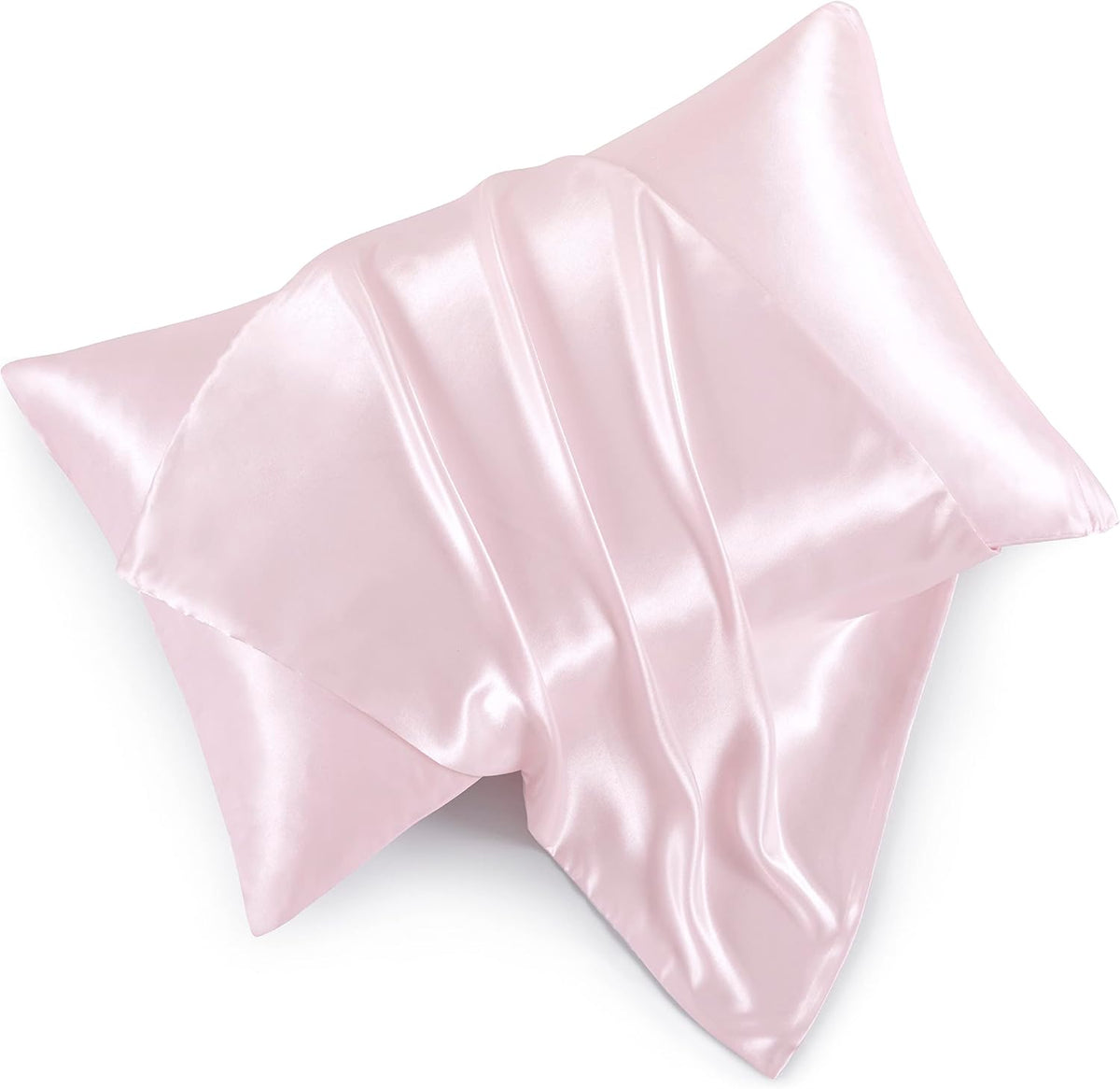 Blush Pink Satin Pillowcases with Zipper （20x26）,Standard Size Satin Pillowcases Set of 2, Blush Pink Silk Pillowcase for Hair and Skin