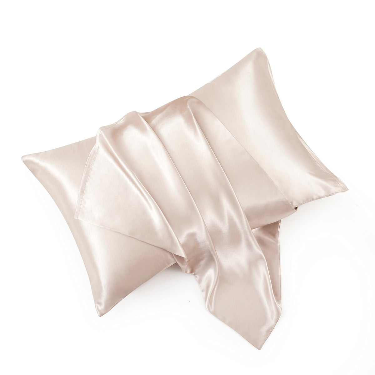 Blush Pink Satin Pillowcase Standard Set of 2 with Envelope Closure，Blush Pink Silk Pillowcase for Hair and Skin (20x26)