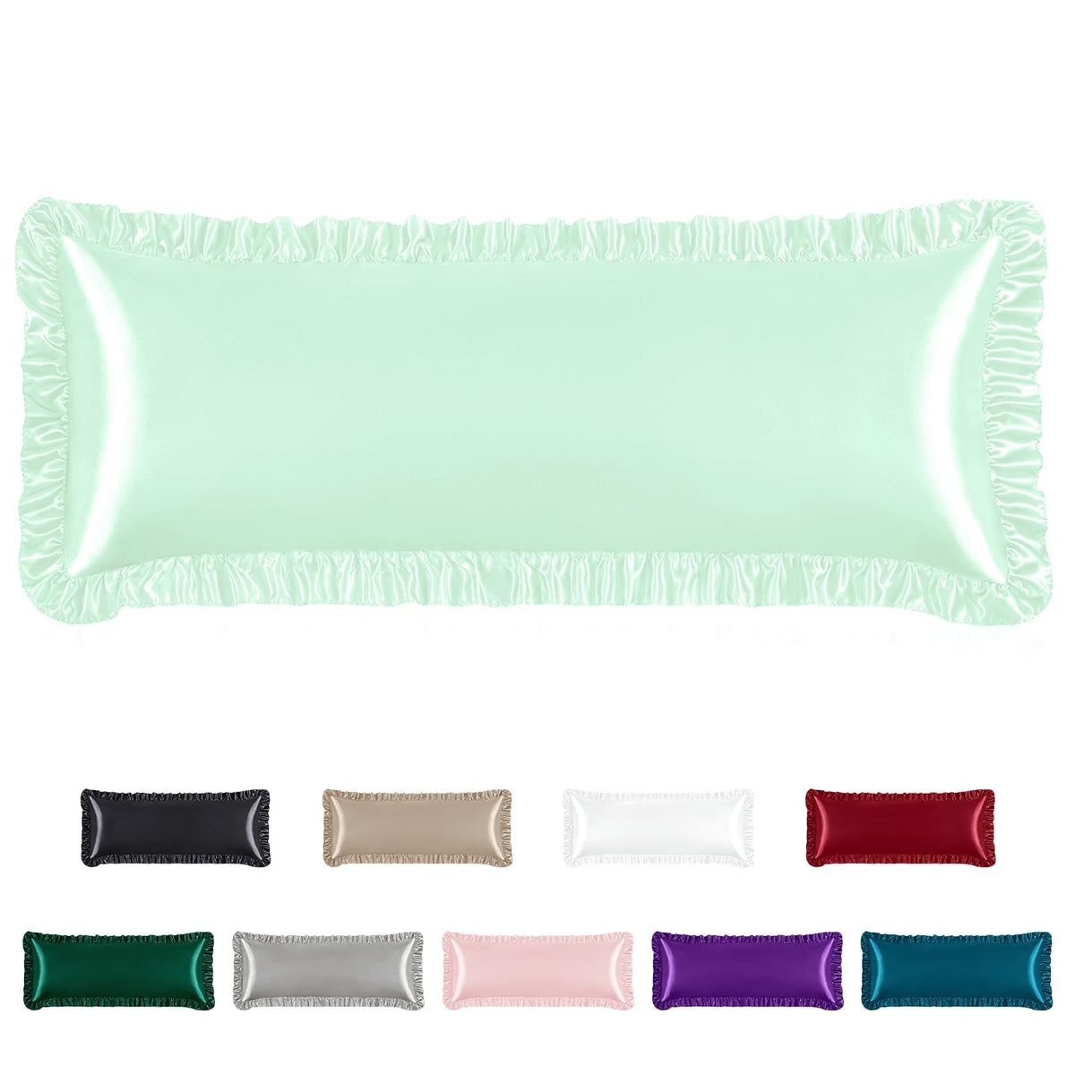 Homiest Blush Pink Ruffle Satin Pillowcase Set of 2, Standard