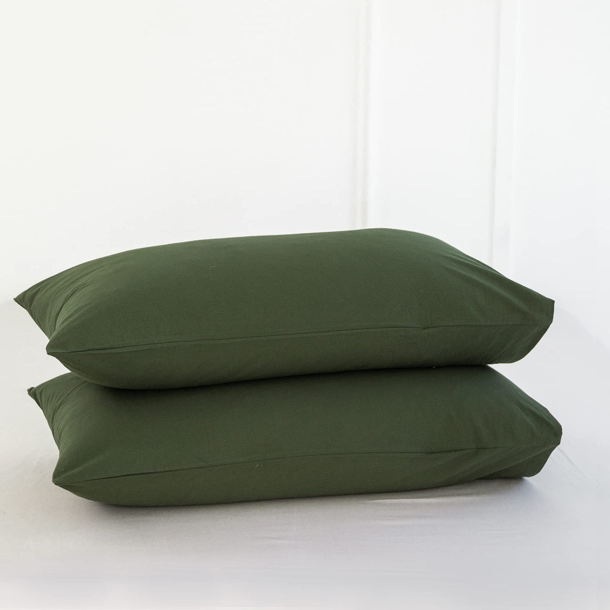 MOOMEE Pillowcase Set of 2 100% Washed Cotton Linen-Like King