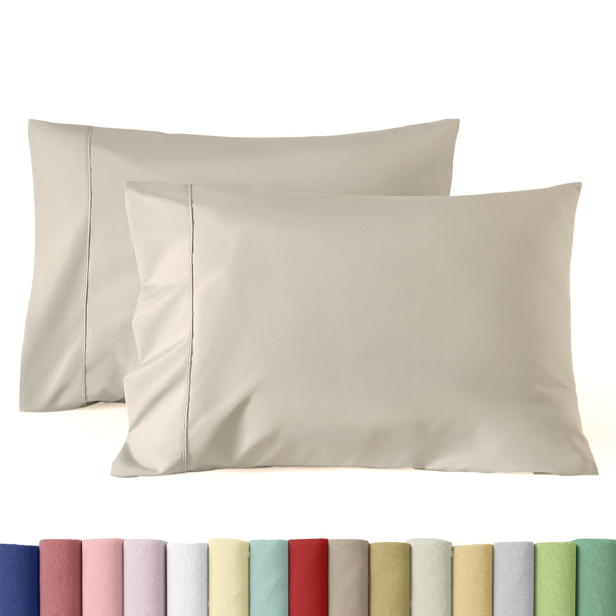 WINLIFE Standard Pillowcases Set of 2 100% Egyptian Cotton, Bright White