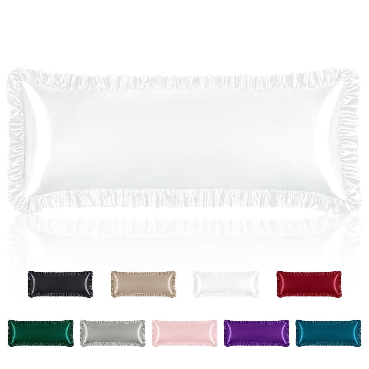 Homiest Blush Pink Ruffle Satin Pillowcase Set of 2, Standard