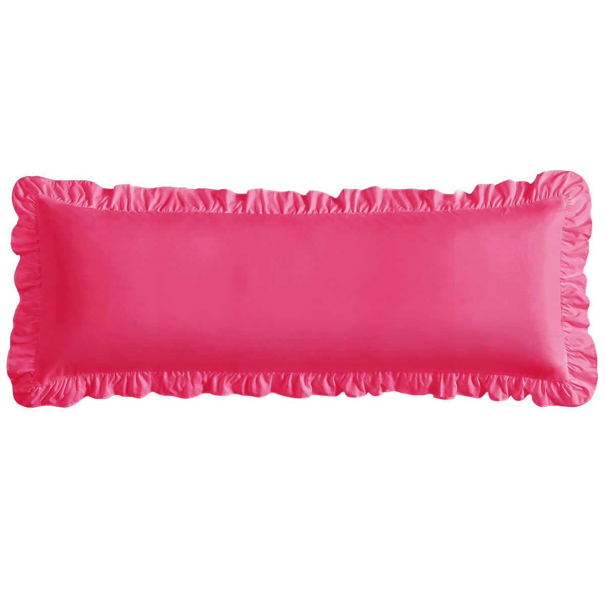 Ruffled Pillow Cases, White, Body 20"x54", Set of 1