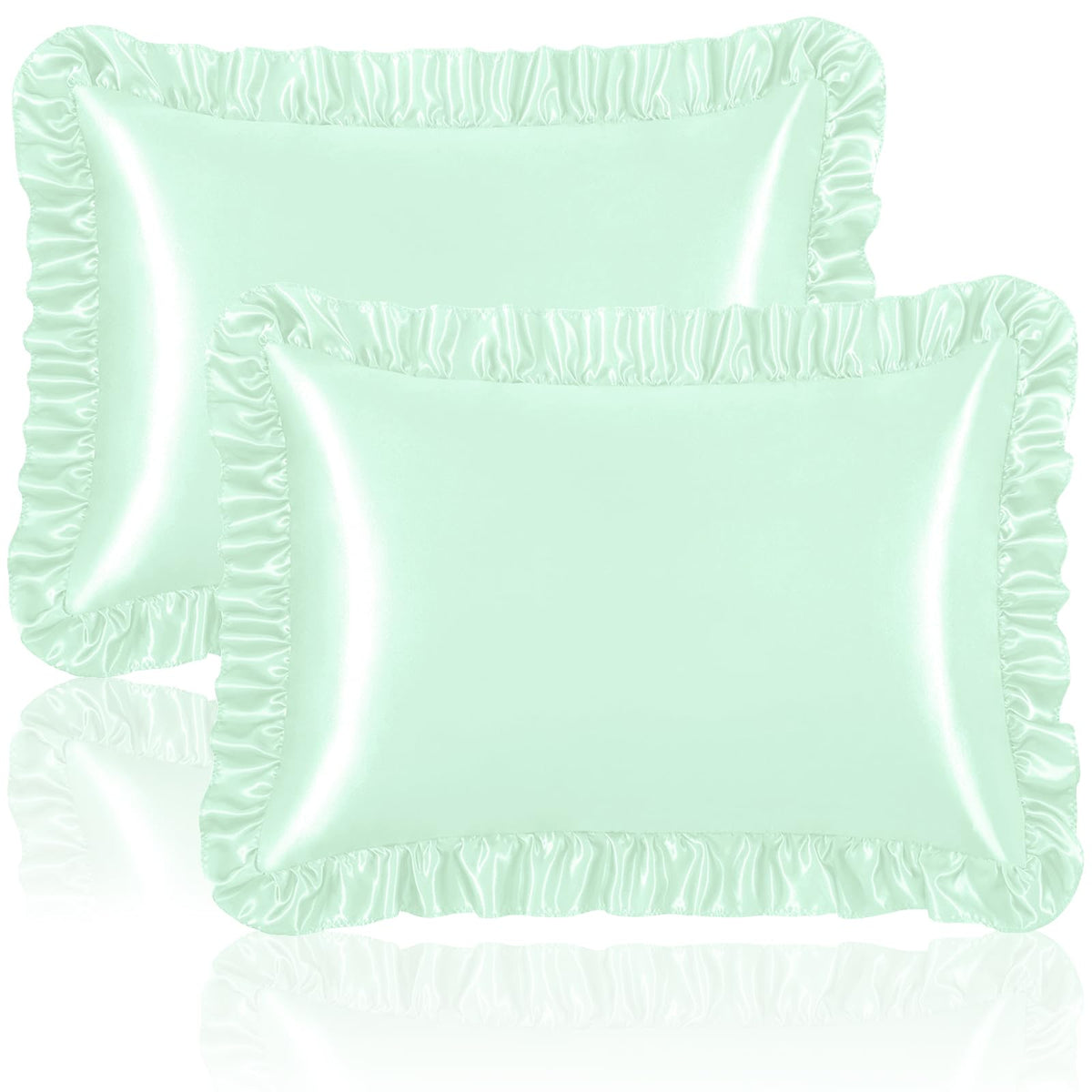 Homiest Blush Pink Ruffle Satin Pillowcase Set of 2, Standard