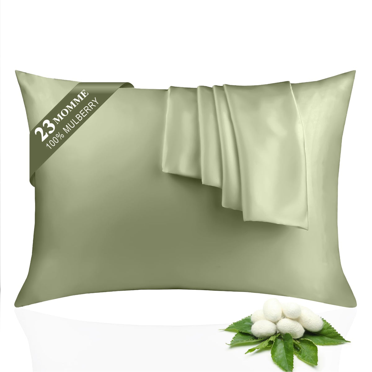 100% Silk Pillowcase 2 Pack for Hair and Skin, Both Sides 23 Momme Grade 6A+ Mulberry Silk Pillowcases with Hidden Zipper, Soft&Smooth Cooling Pillow Cases (Ash Blue, Standard 20×26)