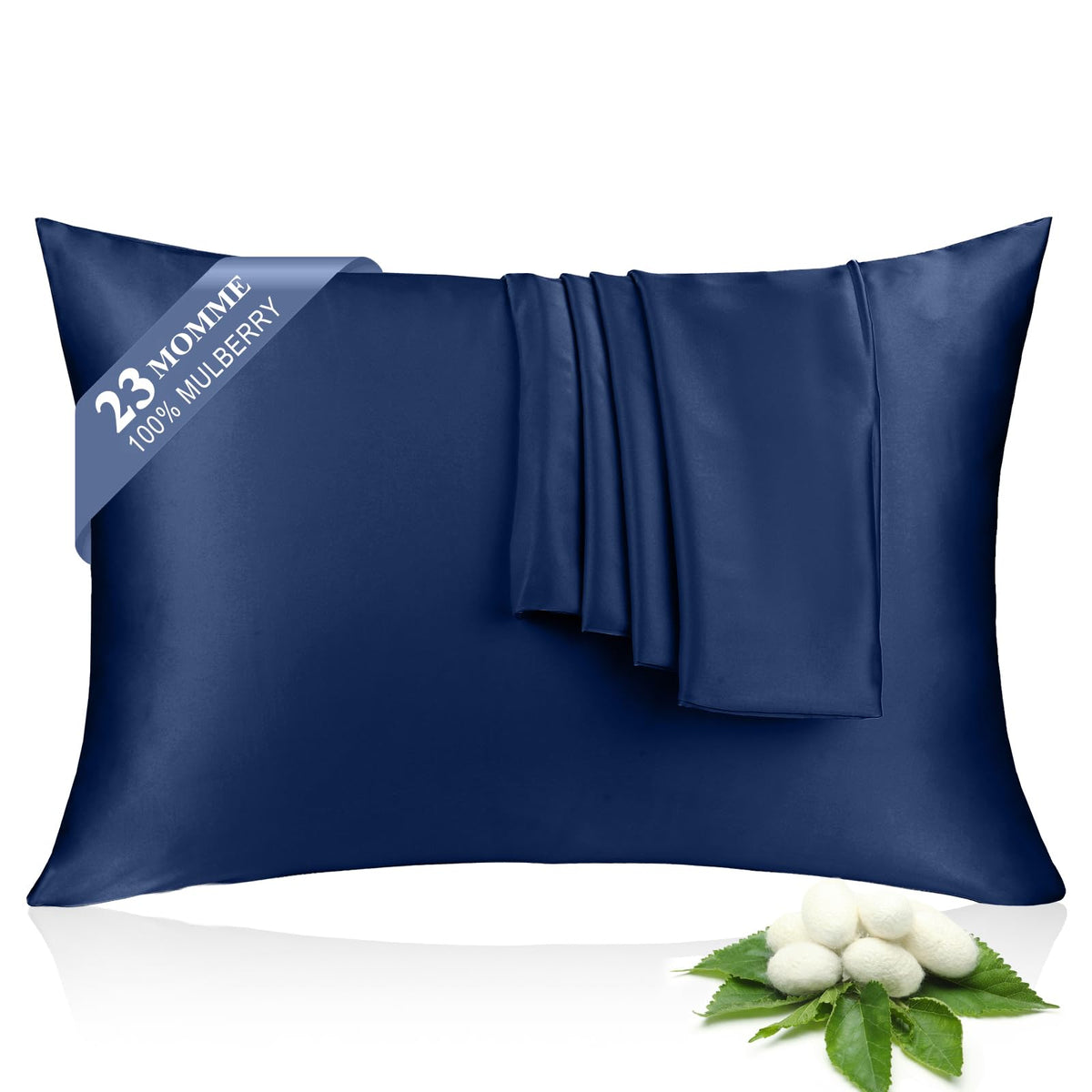 100% Silk Pillowcase 2 Pack for Hair and Skin, Both Sides 23 Momme Grade 6A+ Mulberry Silk Pillowcases with Hidden Zipper, Soft&Smooth Cooling Pillow Cases (Ash Blue, Standard 20×26)