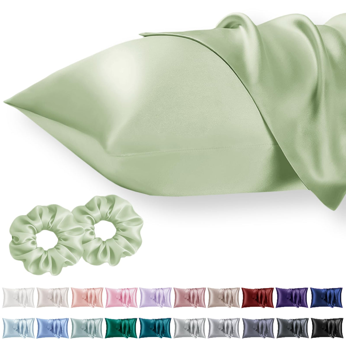 Vielit Queen Satin Pillowcase for Hair 2pc,Similar to Silk Pillow Cases,Easier Care Than Silk Pillowcase,Gifts for Women Men,Beige,20x30 & Envelope Closure and 2 Satin Scrunchies