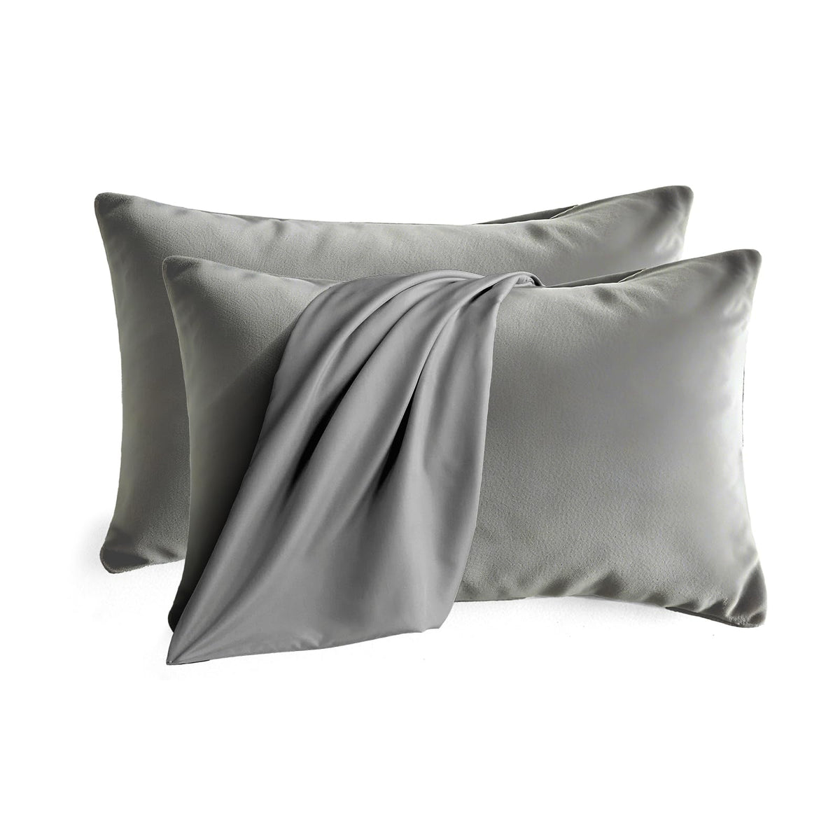 Set of 2 Brushed Microfiber Pillowcases 20x26 in Olive Green