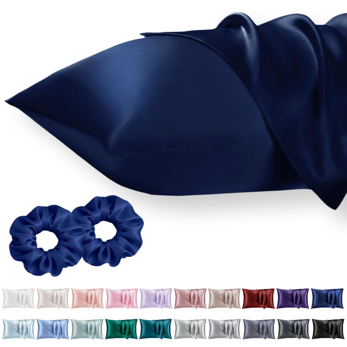 Vielit Queen Satin Pillowcase for Hair 2pc,Similar to Silk Pillow Cases,Easier Care Than Silk Pillowcase,Gifts for Women Men,Beige,20x30 & Envelope Closure and 2 Satin Scrunchies