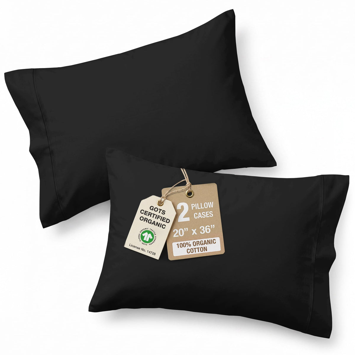LANE LINEN 100% Organic Cotton Pillow Cases - Standard Size Set of 2 (20"x26") - Soft White Pillow Cases