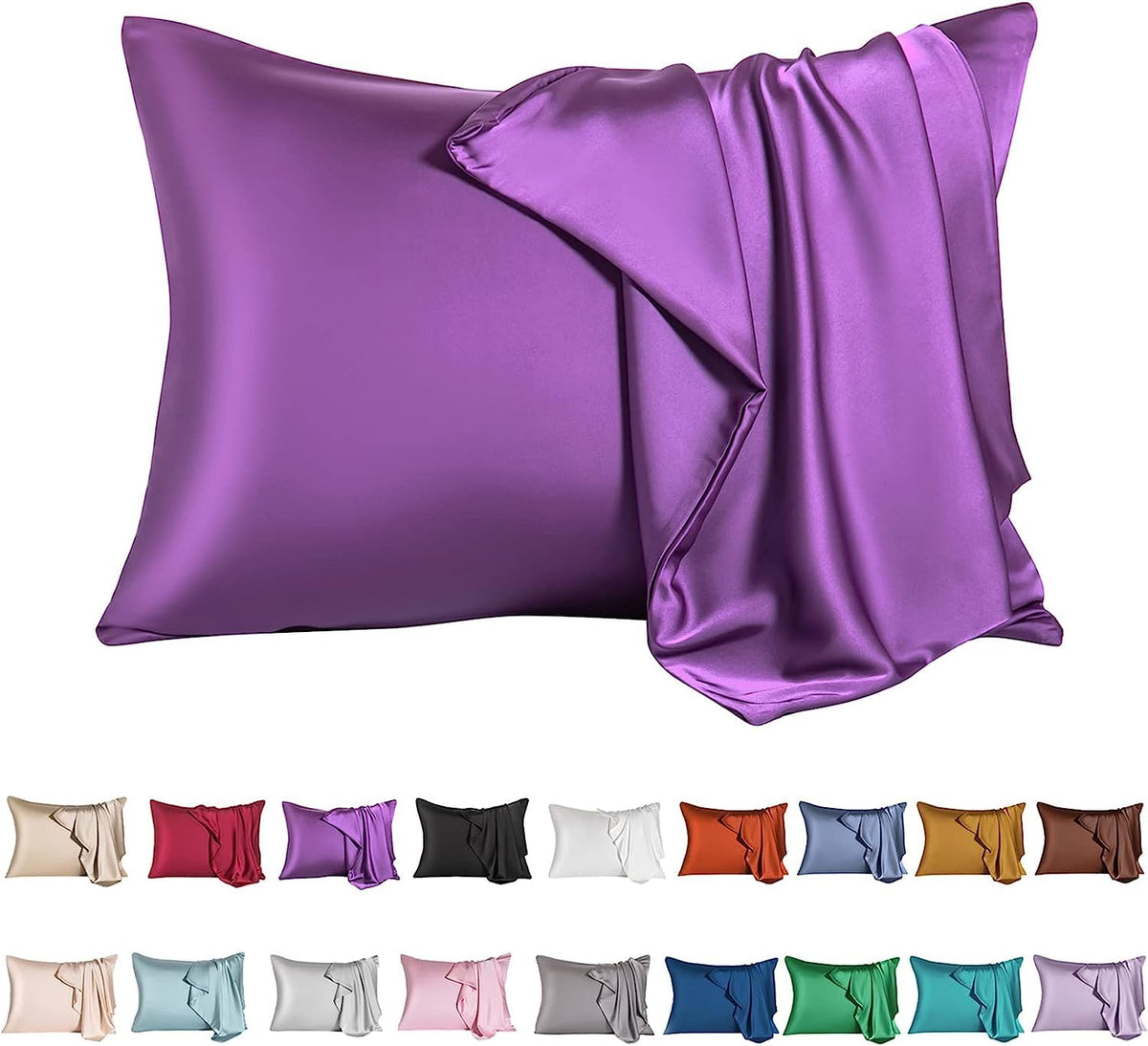 Mulberry Silk Pillowcase for Hair and Skin,Cooling Silk Pillow Case with Hidden Zipper,Allergen Proof Dual Sides Soft Breathable Smooth Silk Pillow Cover for Women (Violet, Toddler)