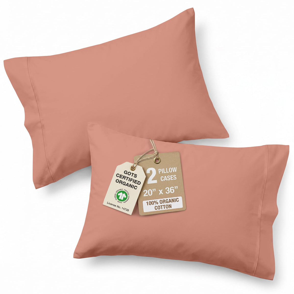LANE LINEN 100% Organic Cotton Pillow Cases - Standard Size Set of 2 (20"x26") - Soft White Pillow Cases