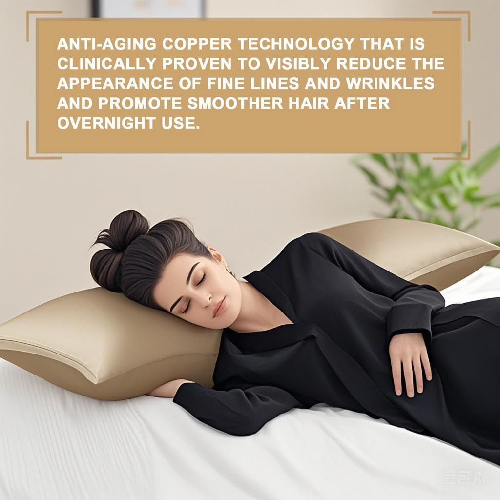 100% C opper Compression Copper Pillowcase for Beauty, Skin, Wrinkles, Fine Lines, and Hair Guaranteed Highest Copper Pillow Case