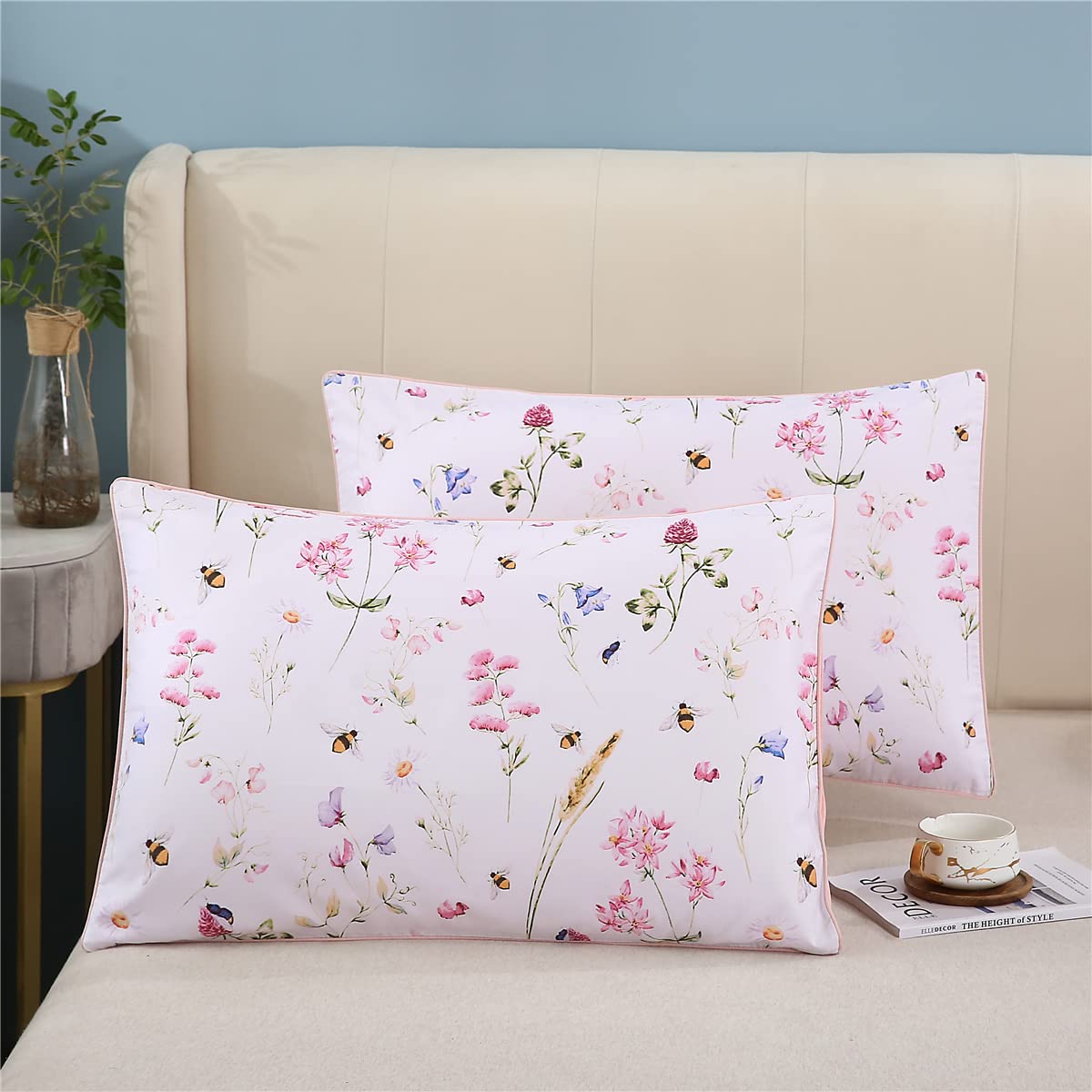 WINLIFE Standard Pillowcases Set of 2 100% Egyptian Cotton, Bright White