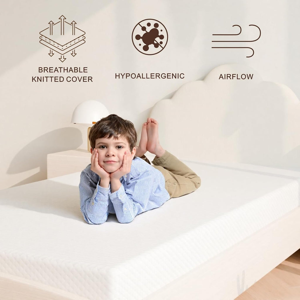 Twin Mattress 5 inch, Medium Firm for Support & Pressure Relief - Cooling Gel Memory Foam - Fiberglass-Free & Certified Safe for Kids - Compatible for Bunk Beds, Daybeds, Trundle (Mattress in a Box)