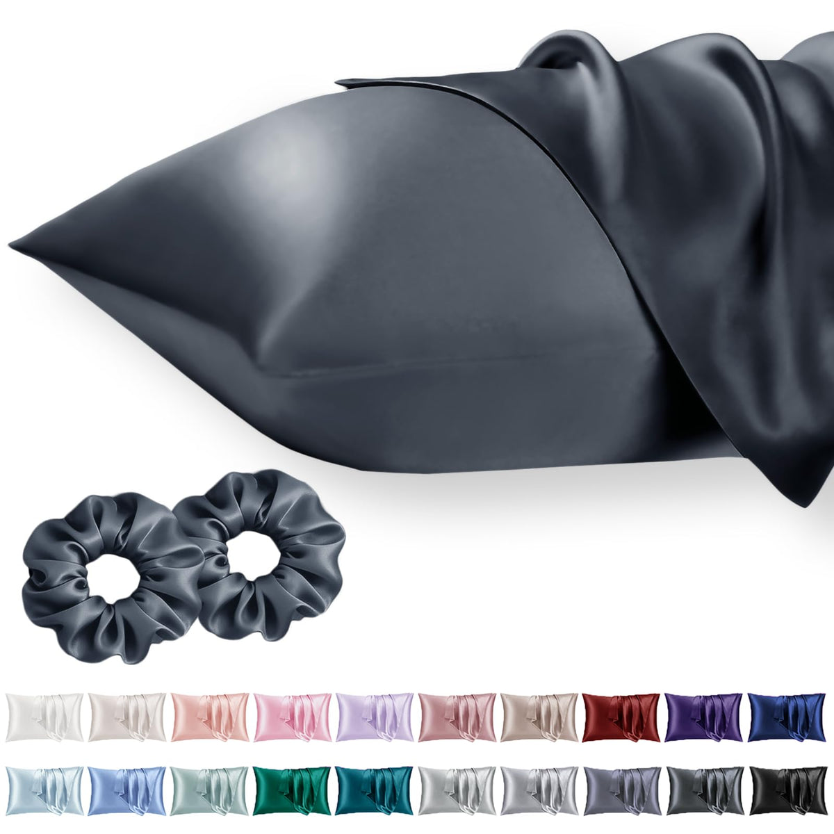Vielit Queen Satin Pillowcase for Hair 2pc,Similar to Silk Pillow Cases,Easier Care Than Silk Pillowcase,Gifts for Women Men,Beige,20x30 & Envelope Closure and 2 Satin Scrunchies