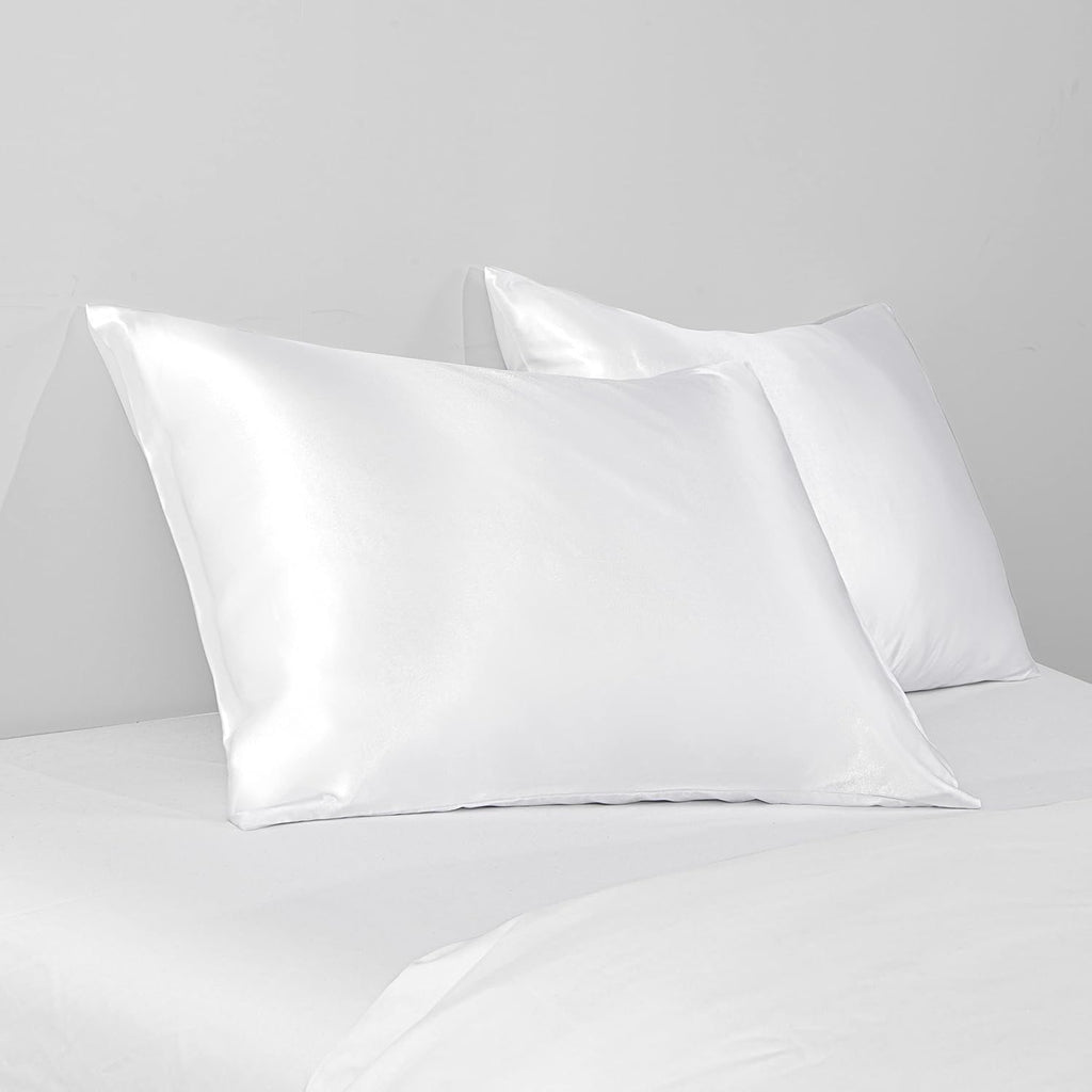 BEDSUM Standard Silk Satin Pillowcases - 2-Pack, 20x26, White