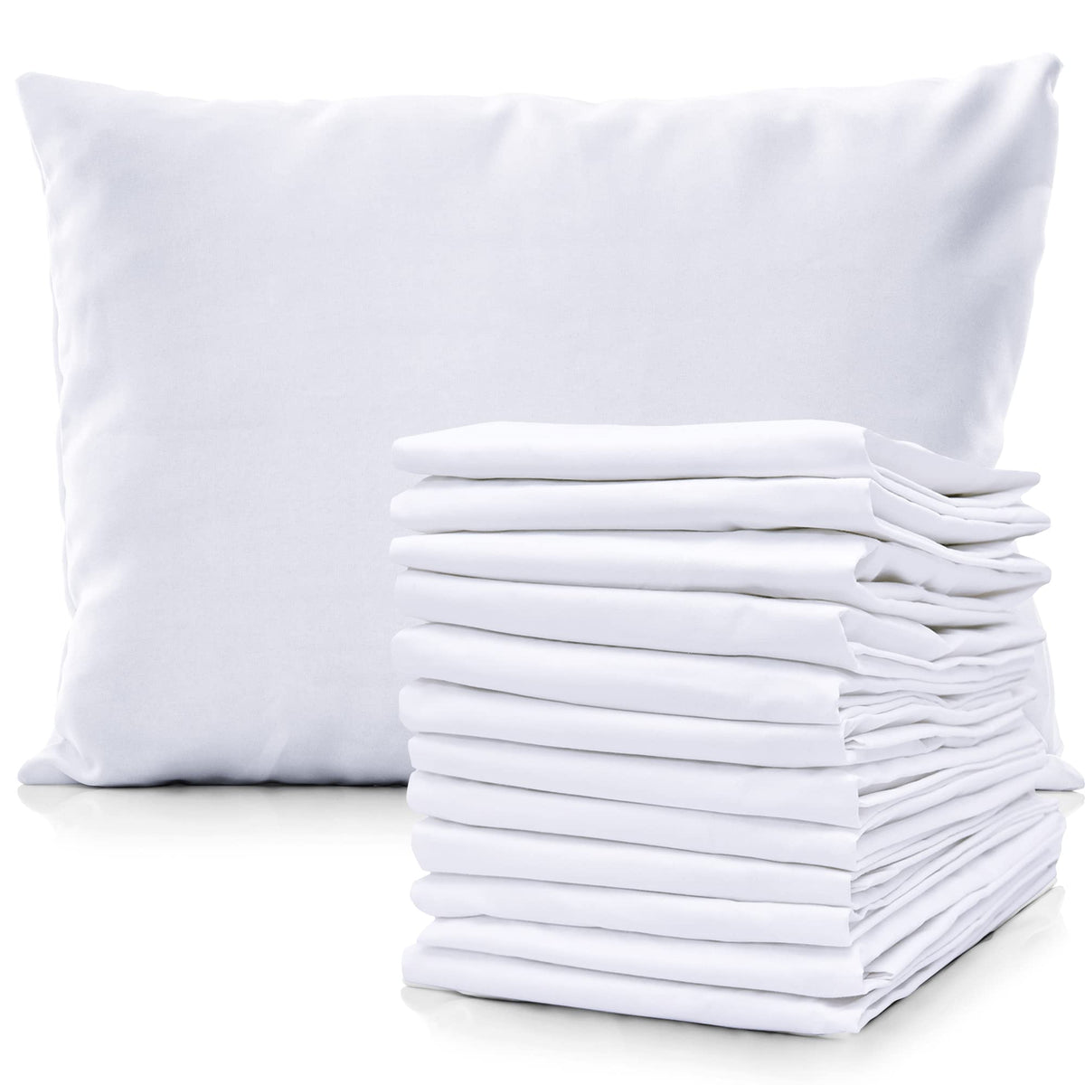 Pacific Linens White Percale Pillow Cases 12 Pack – Soft Hotel Luxury, Wrinkle Free, 200 Thread Count Polly Cotton Blend, Commercial Grade Bedding
