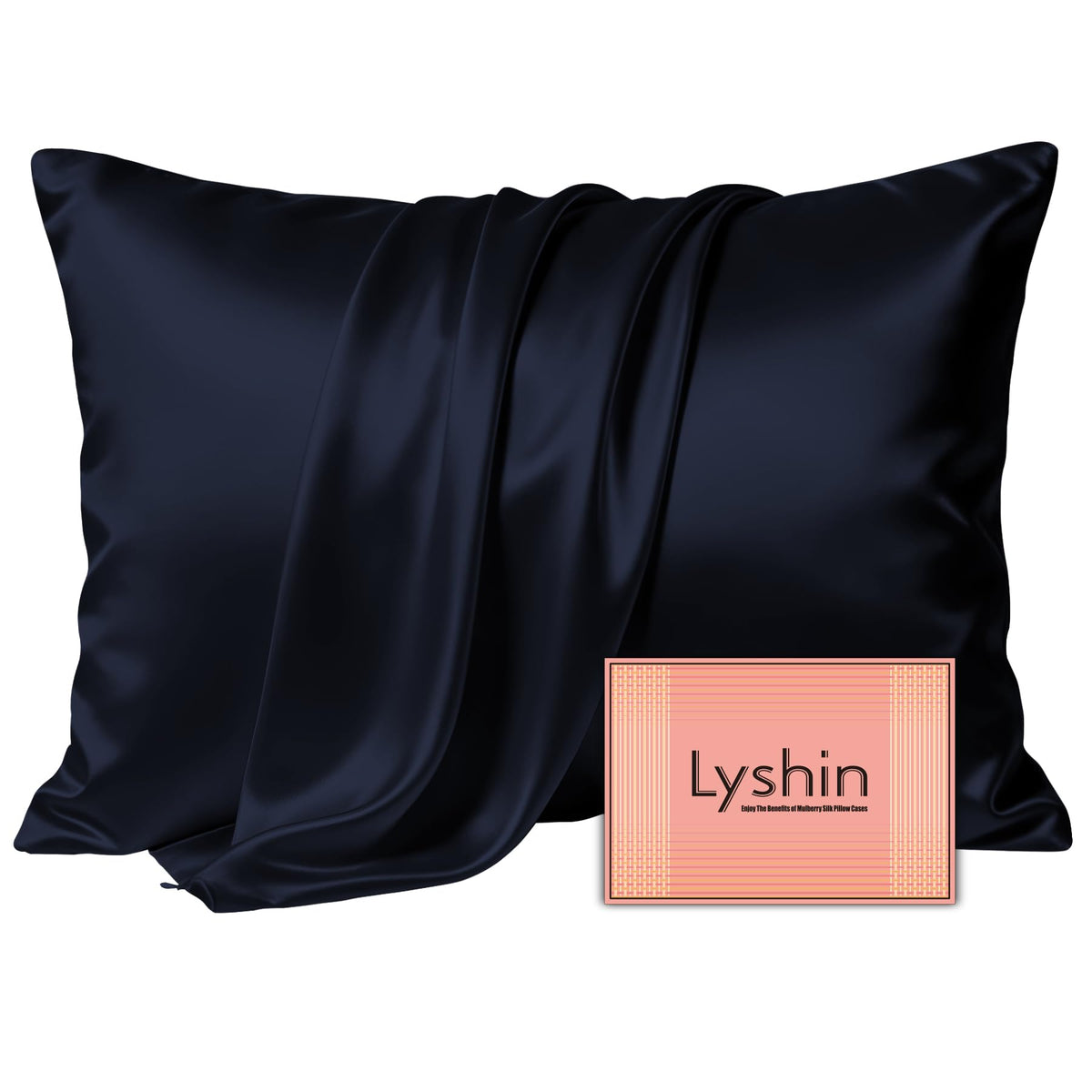LYSHIN Silk Pillow Cases 2 Pack Standard Size with Zipper, Champagne