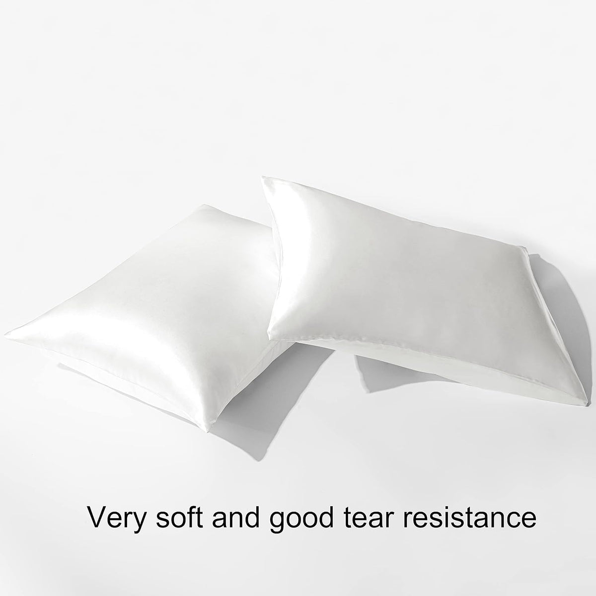 BEDSUM Standard Silk Satin Pillowcases - 2-Pack, 20x26, White
