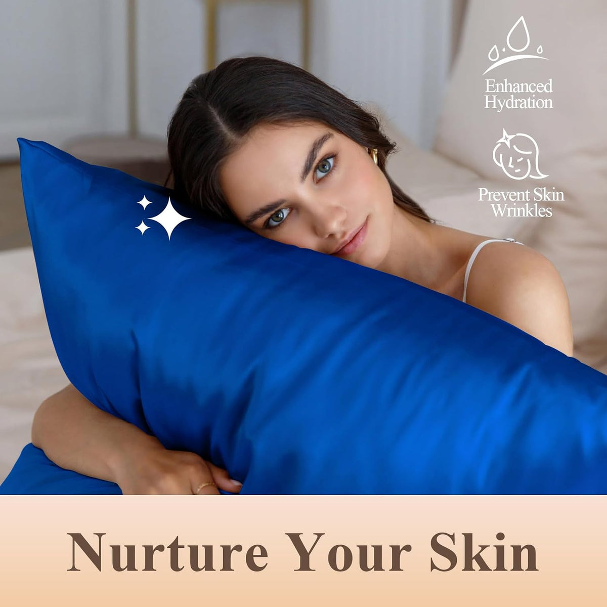 Silk Like Satin Pillowcase Standard Size, Royal Blue, 2 Pack, 20x26 Inches