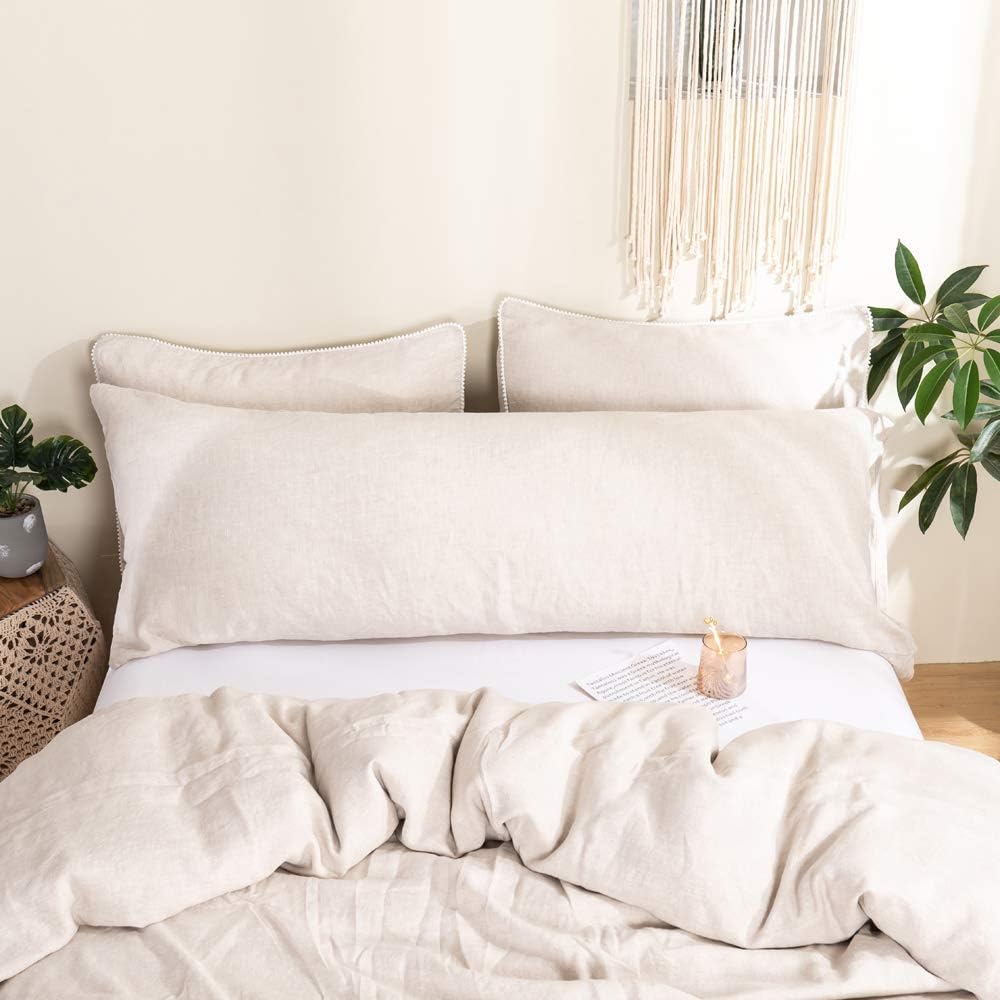Simple&Opulence Body Pillow Cover 20" x 54",100% Pure Linen, Ultra Soft and Breathable, Body Pillowcase with Envelope Closure for Adults(Linen)