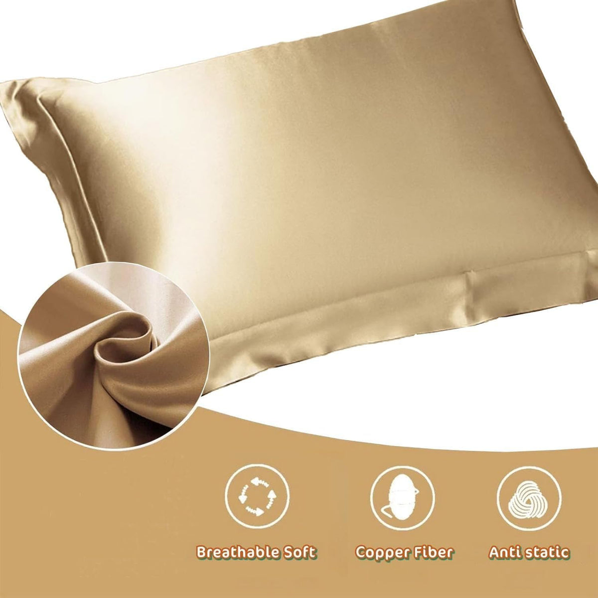 100% C opper Compression Copper Pillowcase for Beauty, Skin, Wrinkles, Fine Lines, and Hair Guaranteed Highest Copper Pillow Case