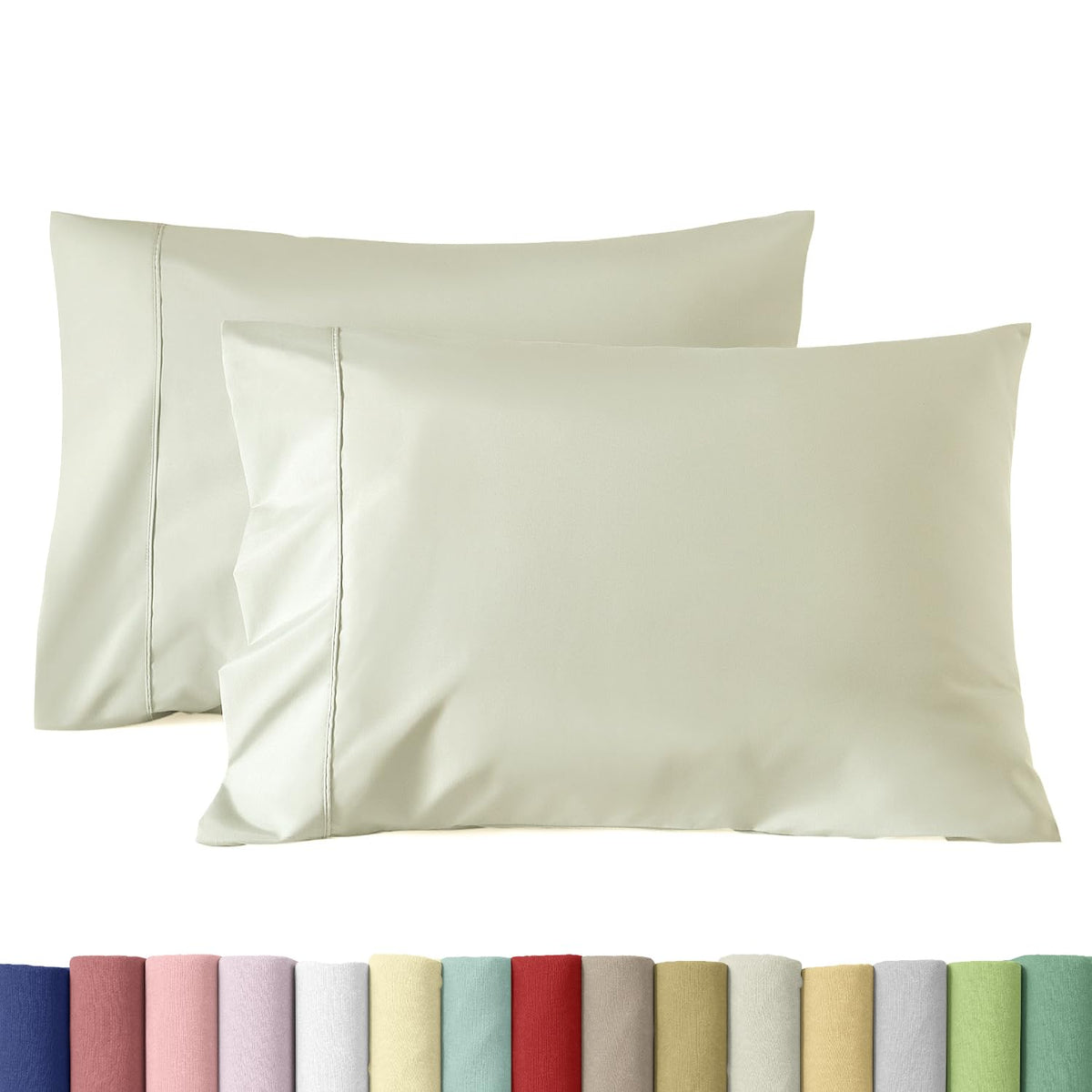 WINLIFE Standard Pillowcases Set of 2 100% Egyptian Cotton, Bright White