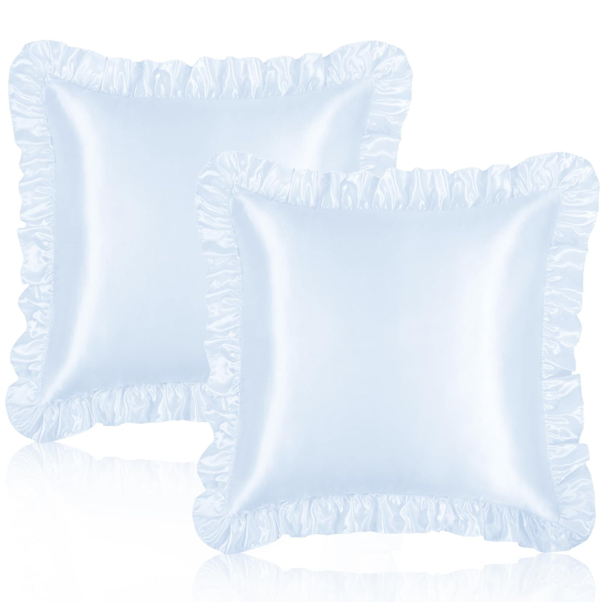 Homiest Blush Pink Ruffle Satin Pillowcase Set of 2, Standard