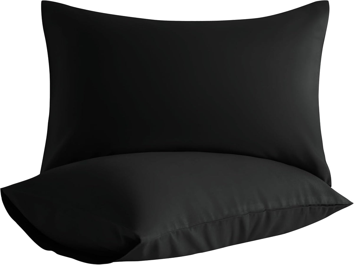 Microfiber King Pillowcases, 2 Pack, 20x36 Inch, Black