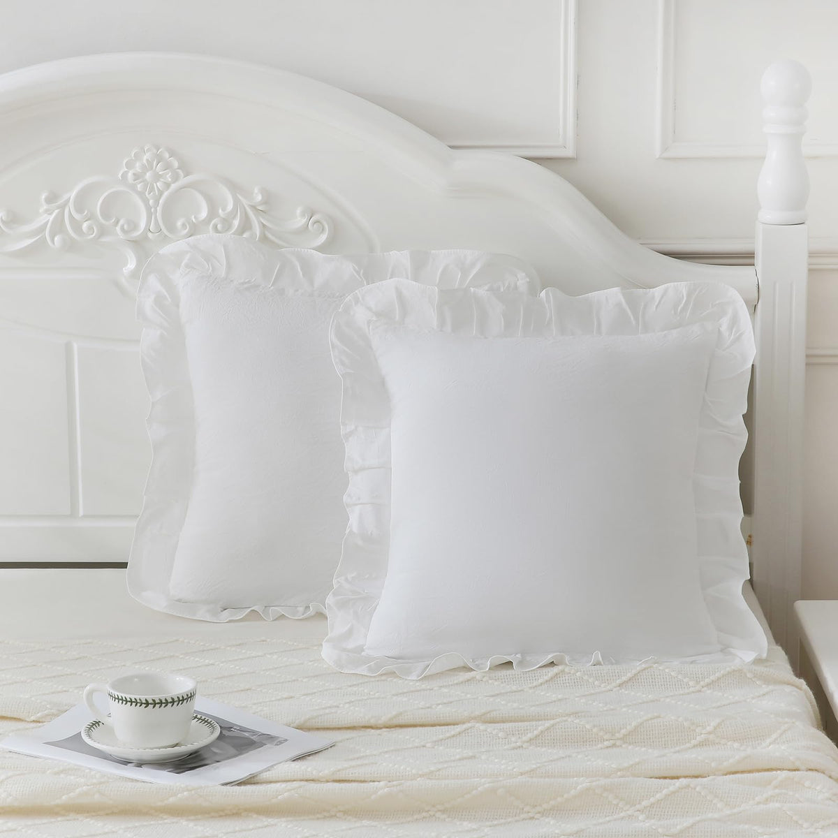 Boho White Body Pillowcase 20x54in - Ruffled Fringe Decor Sham