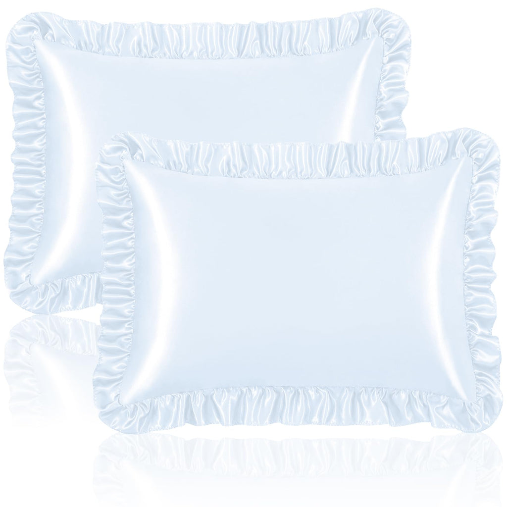 Homiest Blush Pink Ruffle Satin Pillowcase Set of 2, Standard