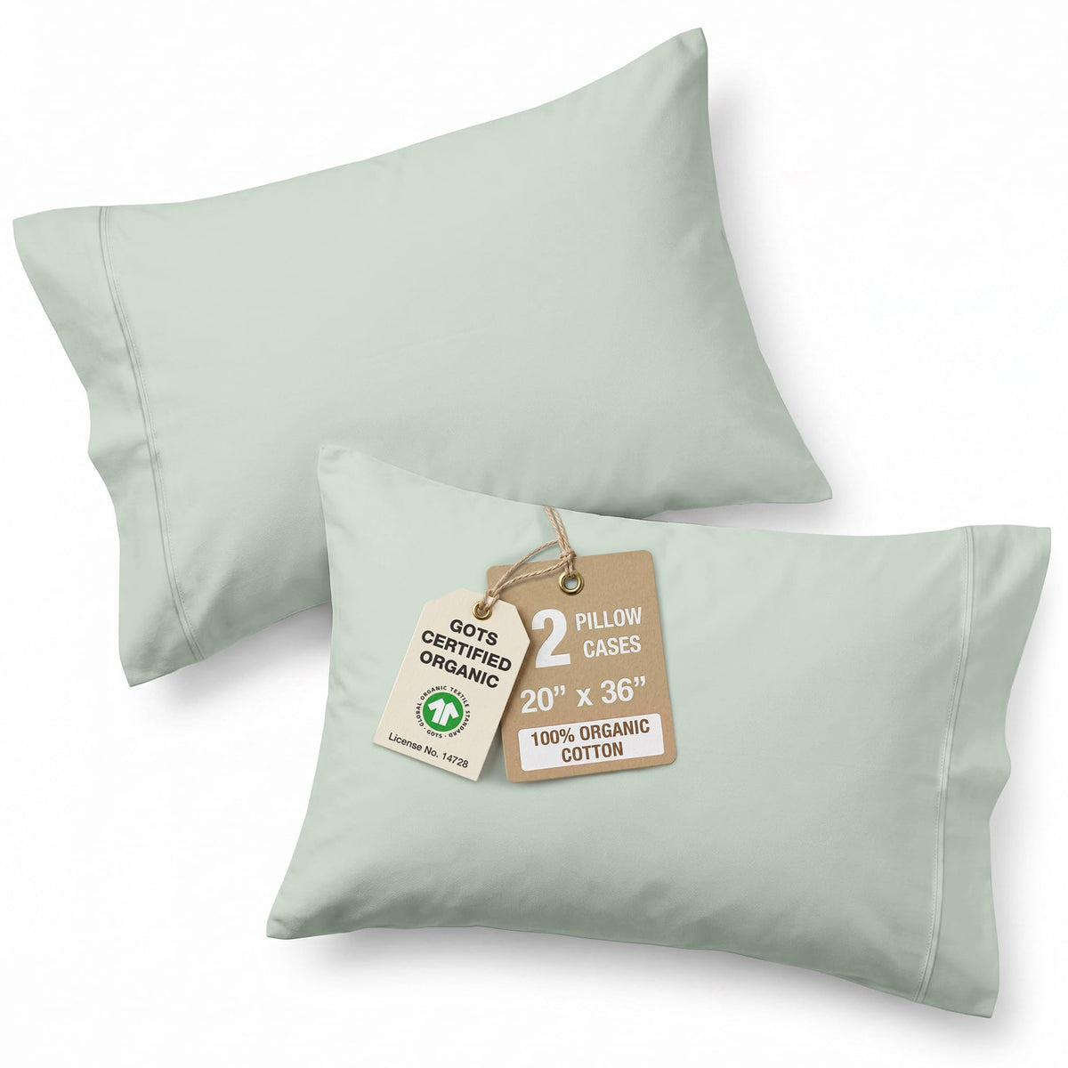 LANE LINEN 100% Organic Cotton Pillow Cases - Standard Size Set of 2 (20"x26") - Soft White Pillow Cases