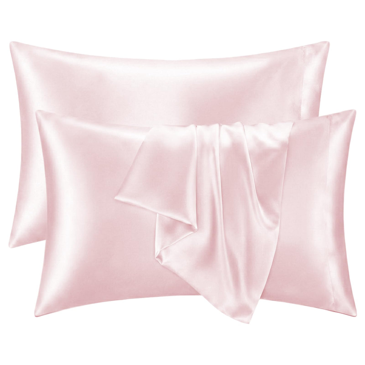 2 Pack Satin Pillowcases Purple Standard Size 20x26 Inch