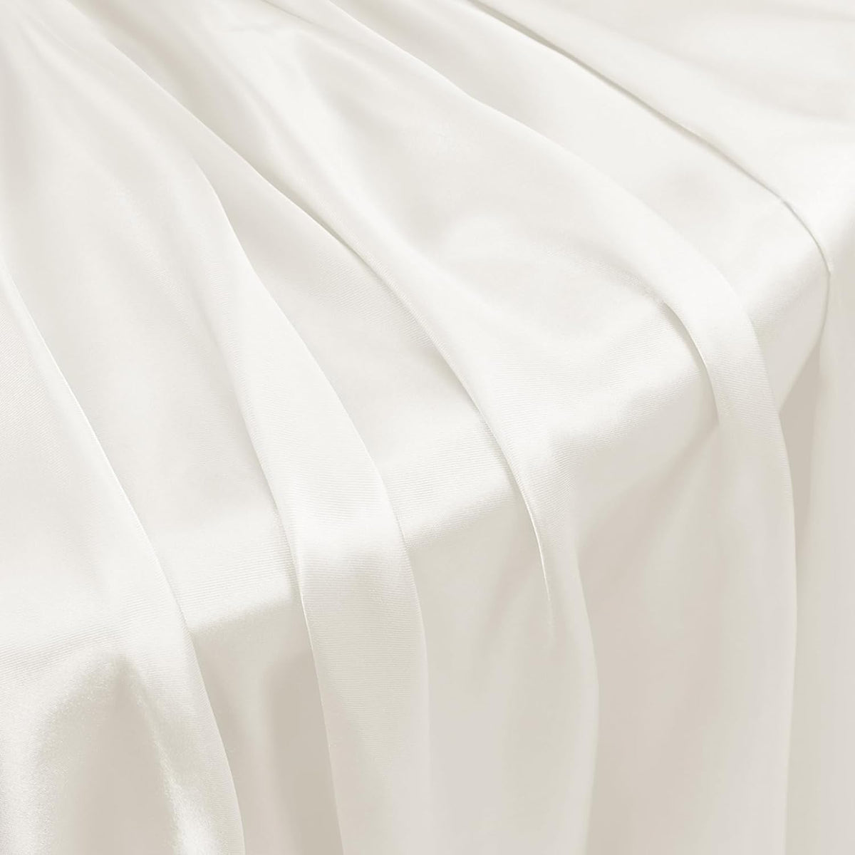 NSGZ Ruffled Satin Pillowcase Set of 2, Standard 20x26 Inch, Ivory White