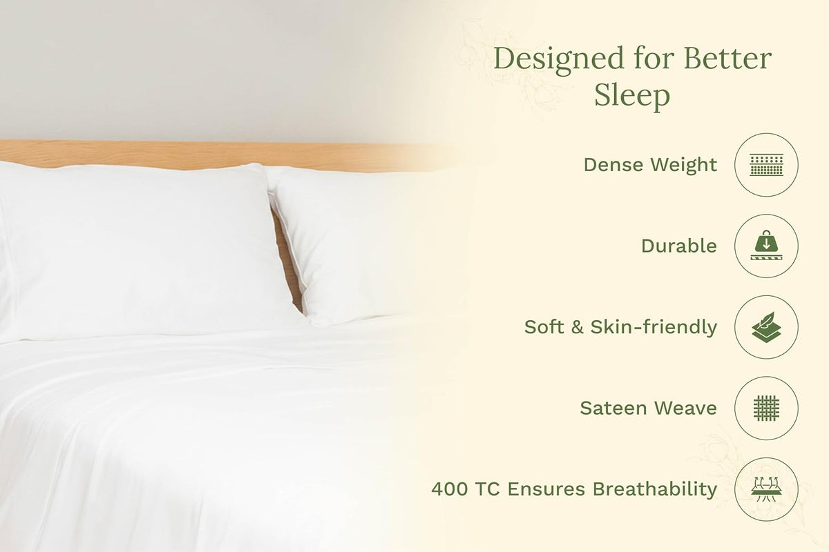 Organic Cotton White King Pillowcases - 2 Pack, 100% GOTS Certified Organic Cotton, Cooling, Soft, Hypoallergenic, Luxurious, and All-Natural Crisp Pillowcases (White, King Size - Set of 2)