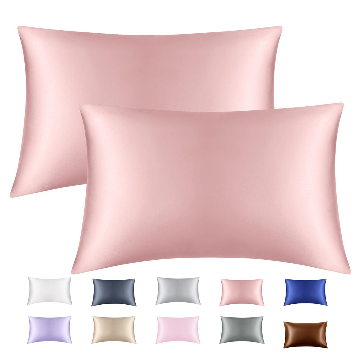 Lavender Purple Silk Satin Pillowcase Set of 2, Soft Satin Pillowcases for Women's Hair, Envelope Closure (20x26 Inches)