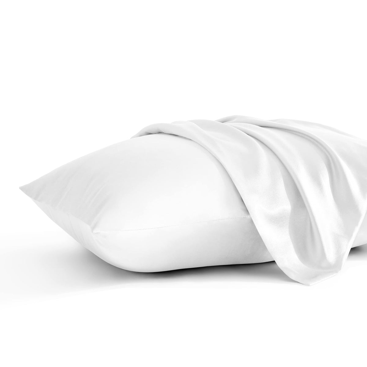BEDSUM Standard Silk Satin Pillowcases - 2-Pack, 20x26, White