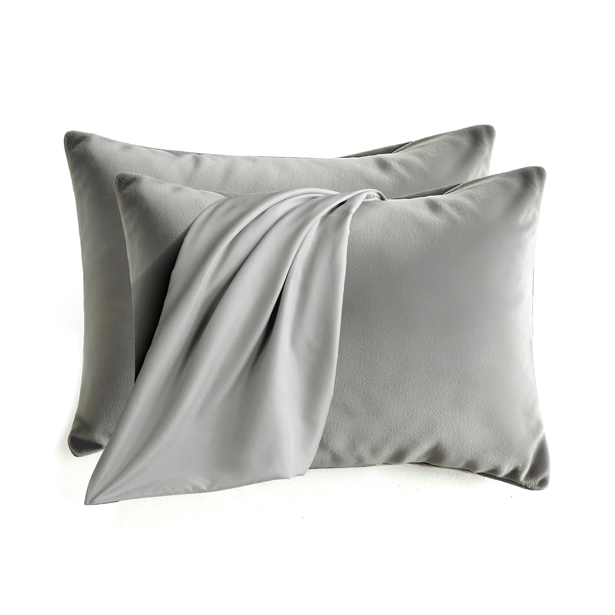 Set of 2 Brushed Microfiber Pillowcases 20x26 in Olive Green