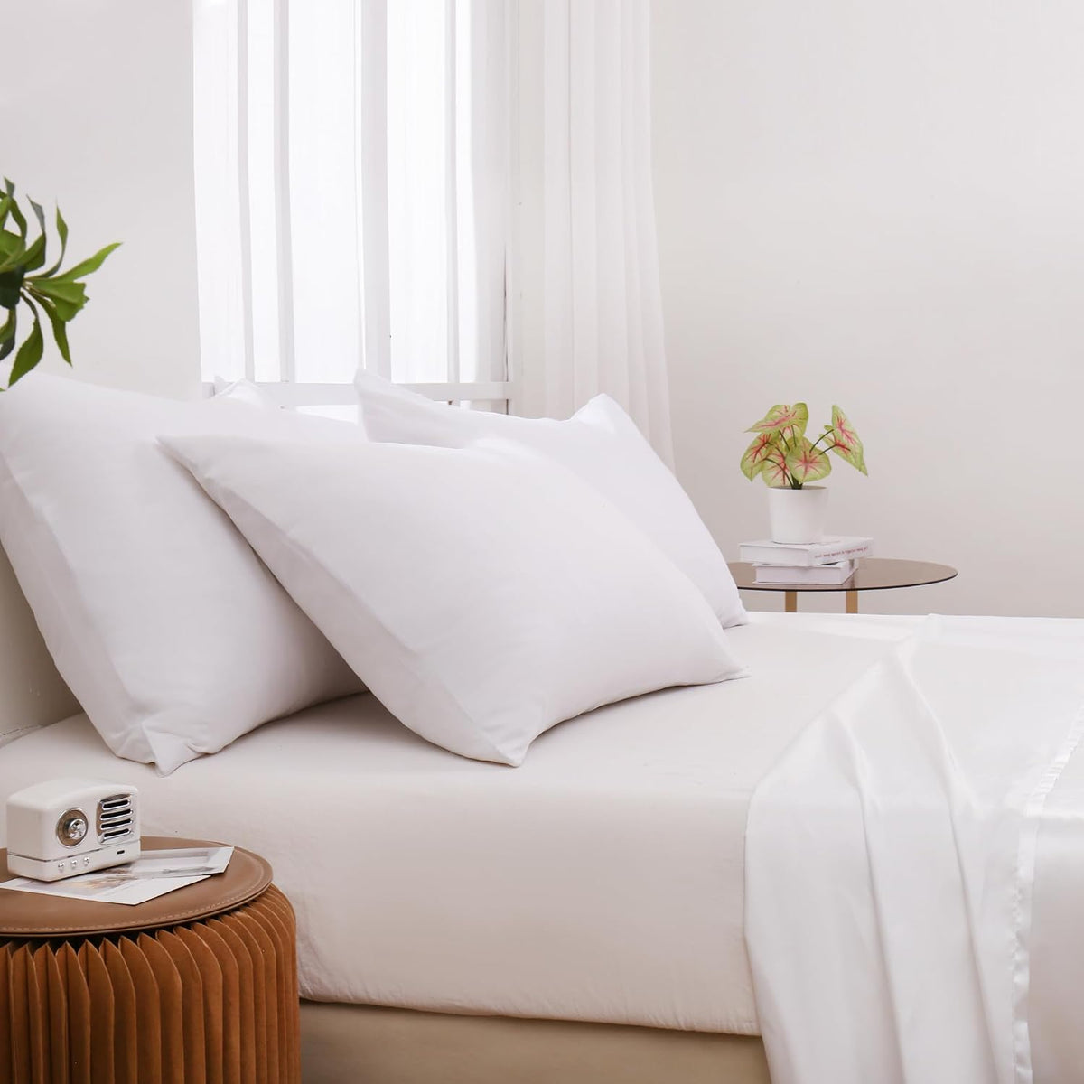 CULVE White Pillow Cases King 4 Pack, Microfiber Pillowcase, 20x36