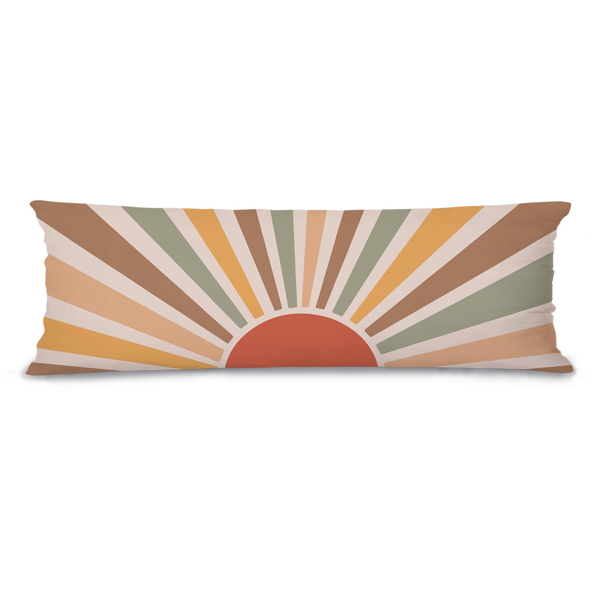 Boho Orange Sun Sunshine 20x54 Body Pillow Cover Case, Mid Century Modern Boho Horizontal Sunset Sunrise Decorative Long Hug Pillow Cases for Bed Couch