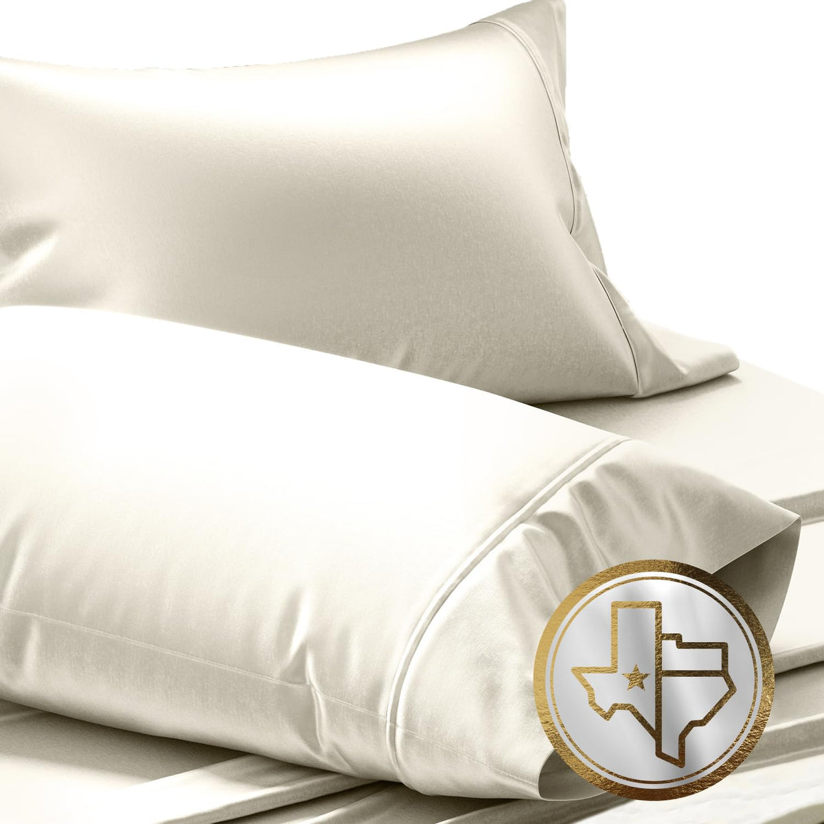 TEXAS LINEN CO. Luxury Egyptian Cotton King White Pillow Cases Set of 2-1000 Series Lonestar Lovin' Collection Pillowcases for Sleeping, Cooling Pillow Cover, Extra Long Staple Hotel Pillowcases