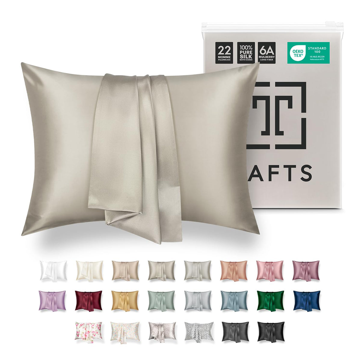 Tafts Pillow Cases - 22mm 100% Pure Mulberry 6A Silk Pillowcase for Hair & Skin with Zipper Closure, Cooling, Natural, Organic, Double Sided Silk Pillow Case (Ivory White, Queen 20x30 1pc)