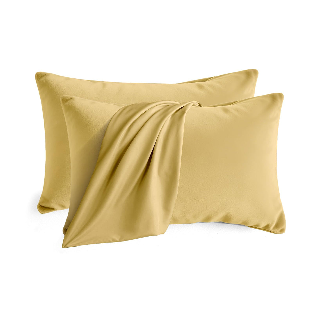 Set of 2 Brushed Microfiber Pillowcases 20x26 in Olive Green